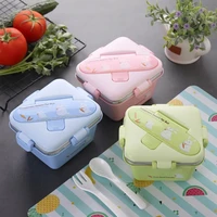 cute cartoon lunch box travel hiking camping school kids portable bento box stainless steel seal leakproof keep fresh bento box