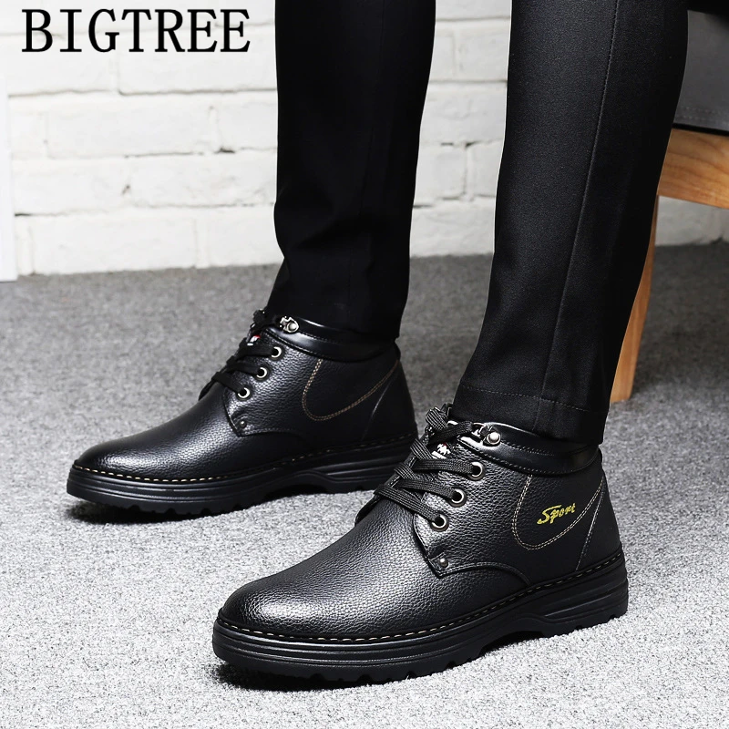 Зимние ботинки Мужская обувь в стиле милитари Ботильоны зимняя Кожаные