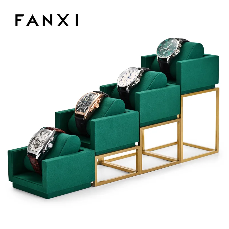 Light luxury watch stand high-end watch bracelet display stand metal microfiber watch display props green