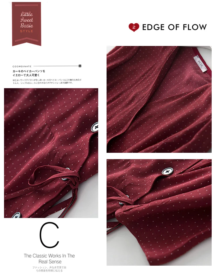 Rob! Foreign MAO welfare money! Pure silk! Mulberry silk red white wave tea tea dress silk dress