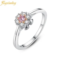 real 925 sterling silver zircon flower round women rings wedding bands engagement rings fine jewelry cute accessories gifts