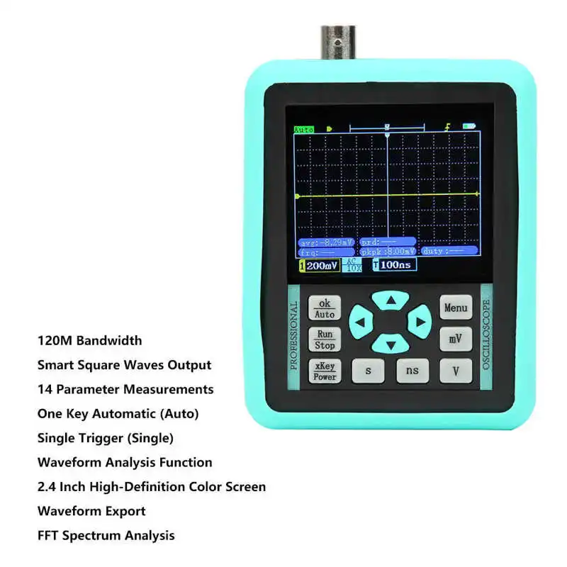 

DS01511E+ Digital Oscilloscope 2.4in Handheld Mini Portable Digital Oscilloscope Bandwidth 120MS/S Sample Rate 500MHZ