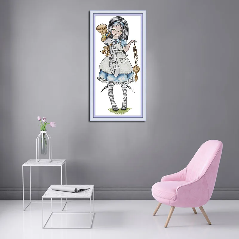 Alice Drawing Pattern Cross Stitch Set 11CT DMC Canvas Print 14CT Embroidery Kit DIY Gift Home Wedding Decoration | Дом и сад