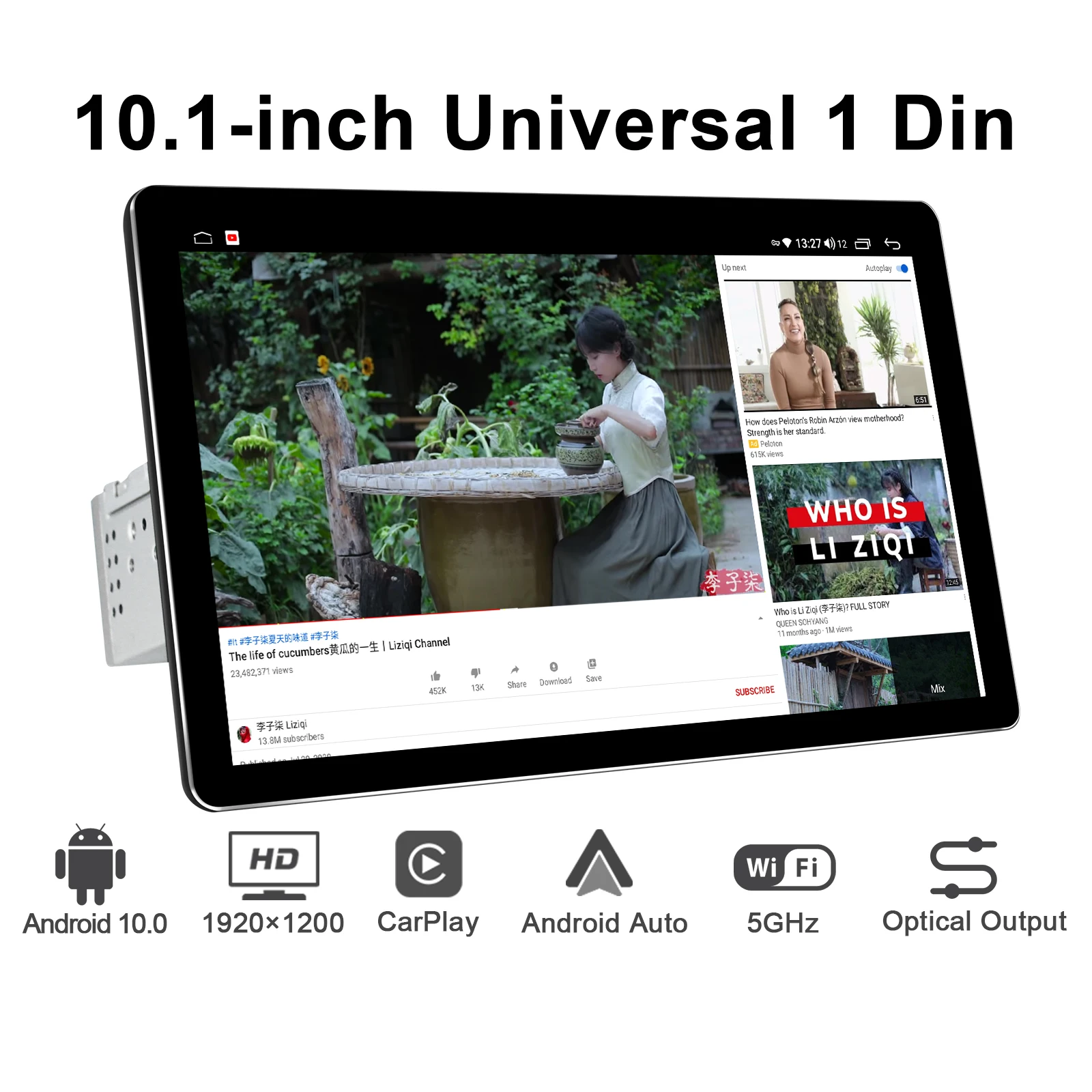 구매 신제품 10.1 인치 오토라디오 1 Din 안드로이드 10 카 라디오 스테레오 멀티미디어 무선 카플레이, 1920x1200 6GB 128GB 헤드 유닛 4G