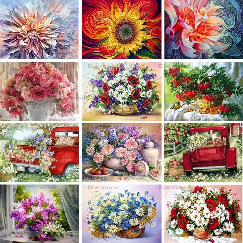 

5D DIY Diamond Painting Flowers Rhinestone Picture Full Square/Round Diamond Embroidery Mosaic Handmade Gift Home Decoration