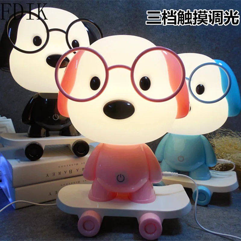 Carton Touch Dimming Table Lamp Creative Skateboard Led Desk Light Fixtues for Bedroom Study Room Modern Indoor Decor Lighting | Лампы и