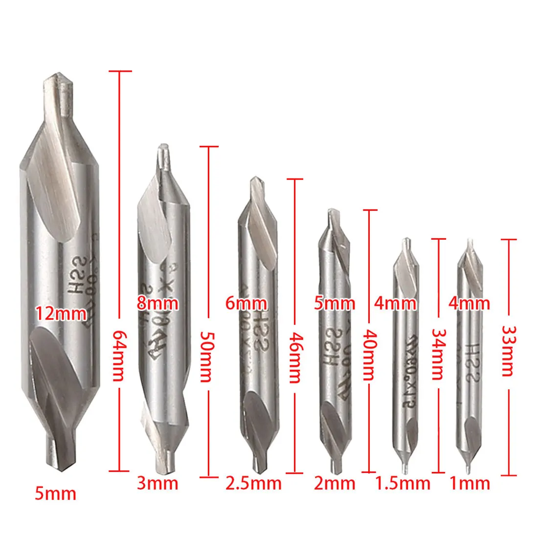 6 шт./1 шт. комбинированное центральное сверло из быстрорежущей стали 60 градусов