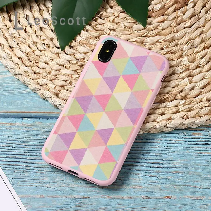 

cute Painted Colorful triangles Phone Case Candy Color for iPhone 11 12 mini pro XS MAX 8 7 6 6S Plus X 5S SE 2020 XR
