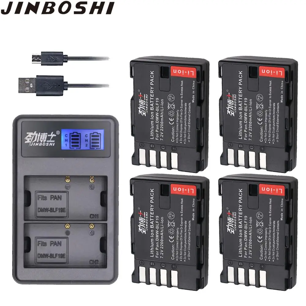 4 шт. DMW-BLF19E DMW-BLF19 DMW-BLF19PP ДМВ BLF19 BLF19E Замена Батарея D+ Dual USB Зарядное устройство для цифрового фотоаппарата Panasonic Lumix GH3 GH4 GH5