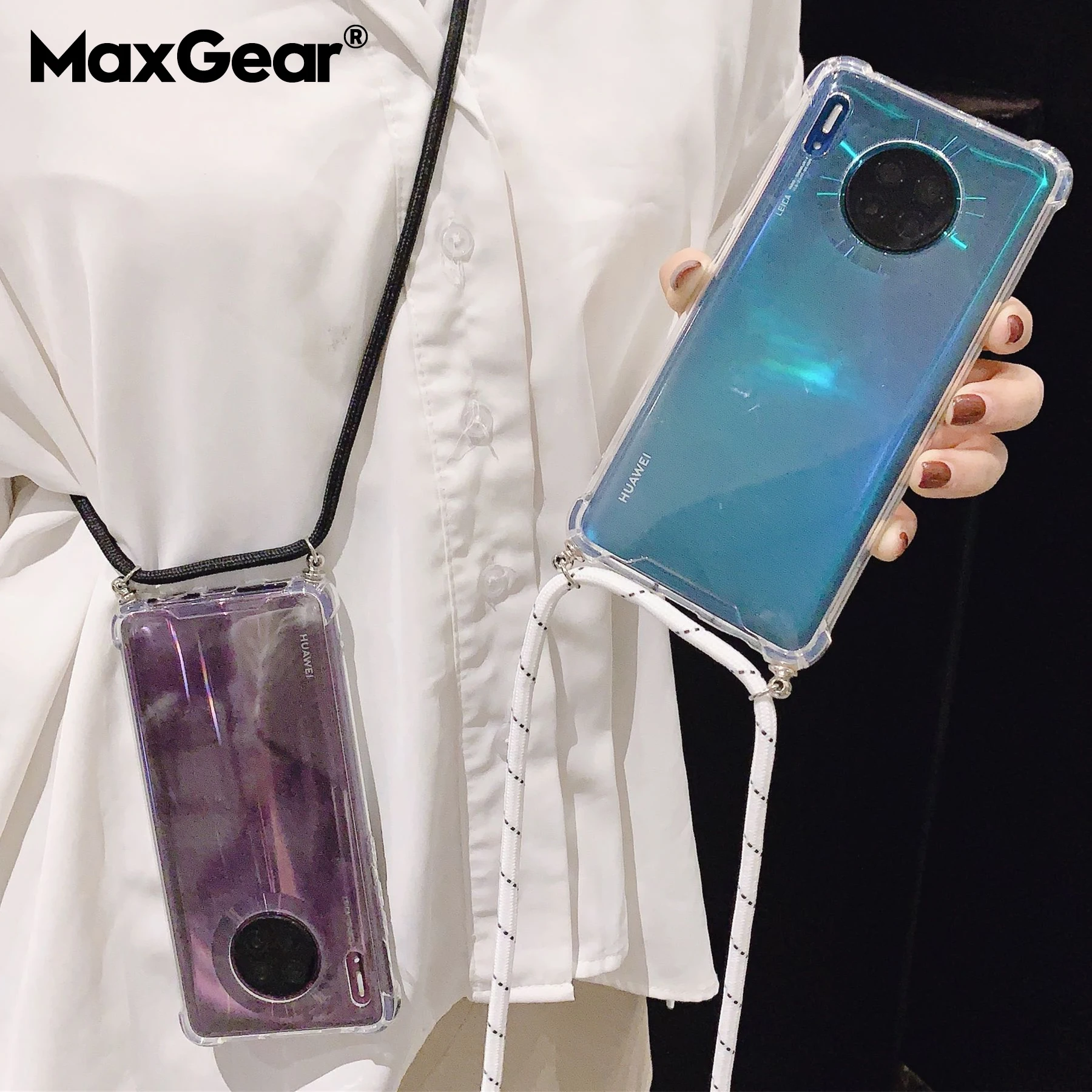 Чехол для Huawei Y9 Y5 Y6 Y7 Pro Prime 2019 с ремешком через плечо из ТПУ защитой от падения