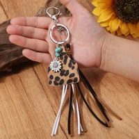 pendant multifunctional metal flower long lasting keychain women key ring holder faux stone for home