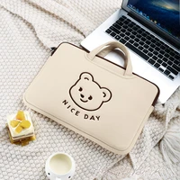 korean ins biscuits bear laptop sleeve bag protective carrying case for 13 13 3 15 15 6 inch macbook air lenovo huawei handbag