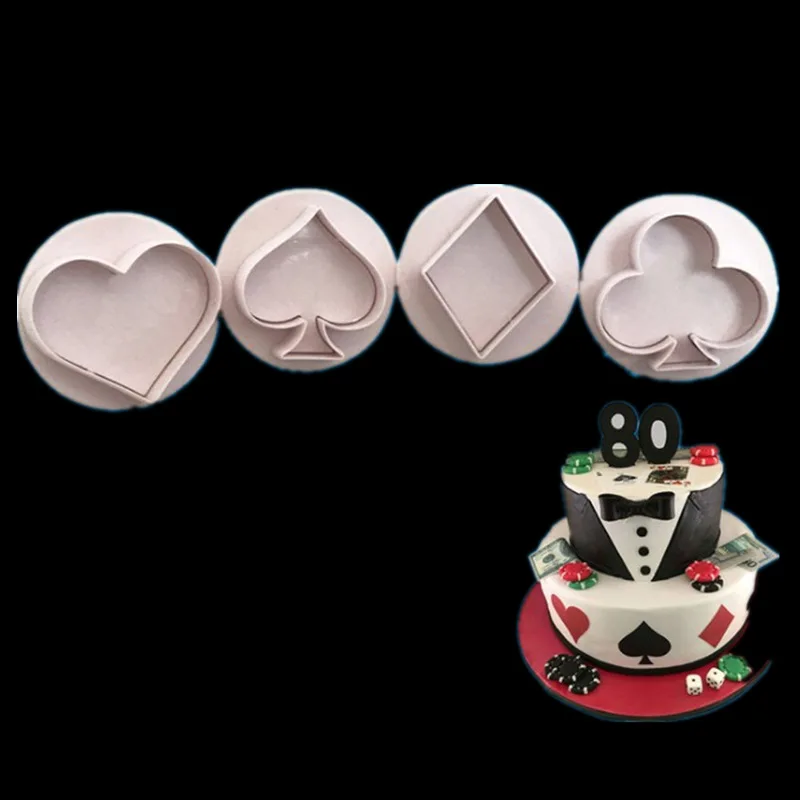 Новый 4 шт покер прессованный помадка посуда для тортов инъекции прессформы