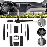 full set interior matte black carbon fiber center console durable wrap protector vinyl decoration sticker for tesla model sx