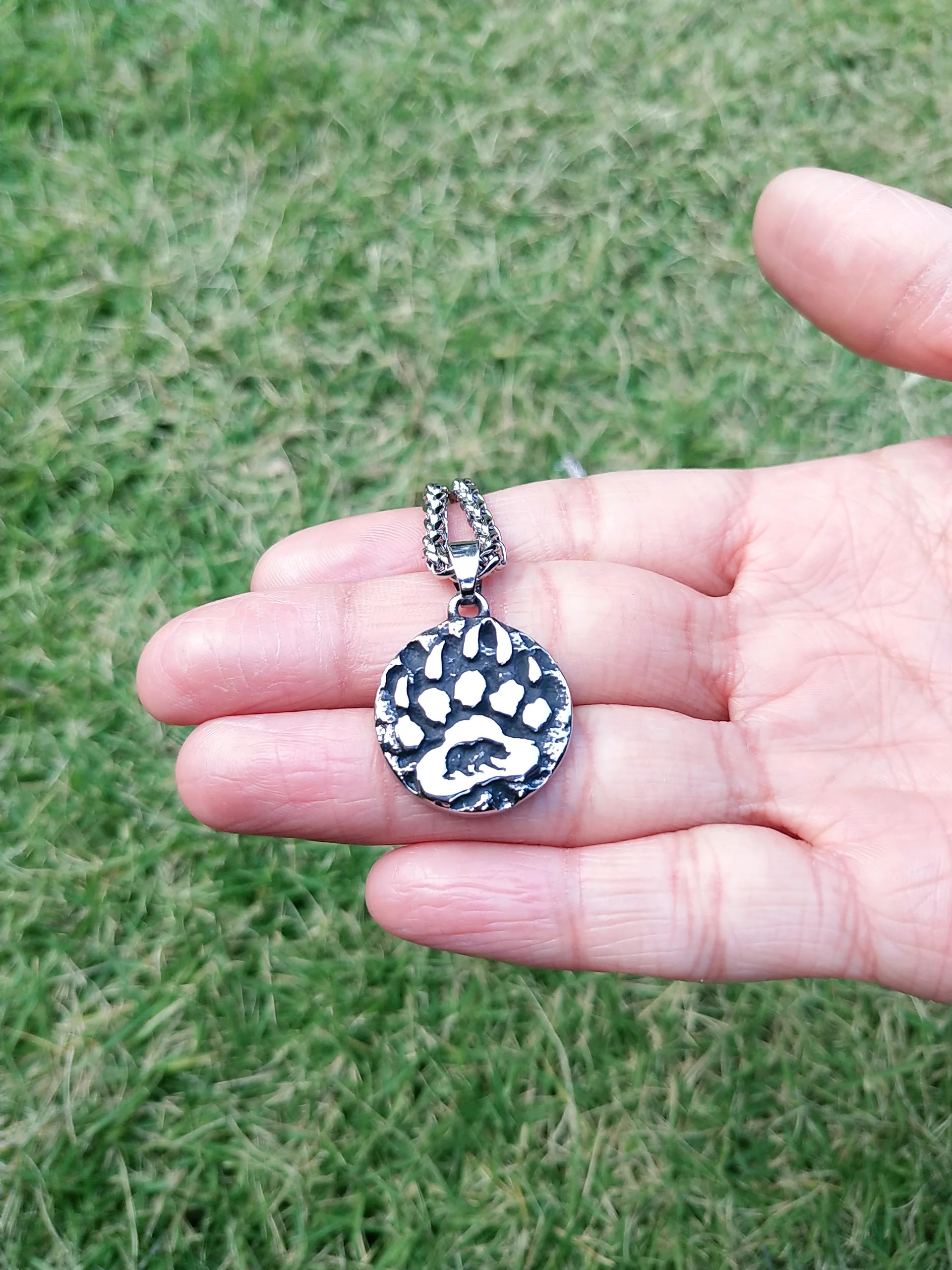 Из нержавеющей стали скандинавский Викинг амулет Руна маленький медведь лапа