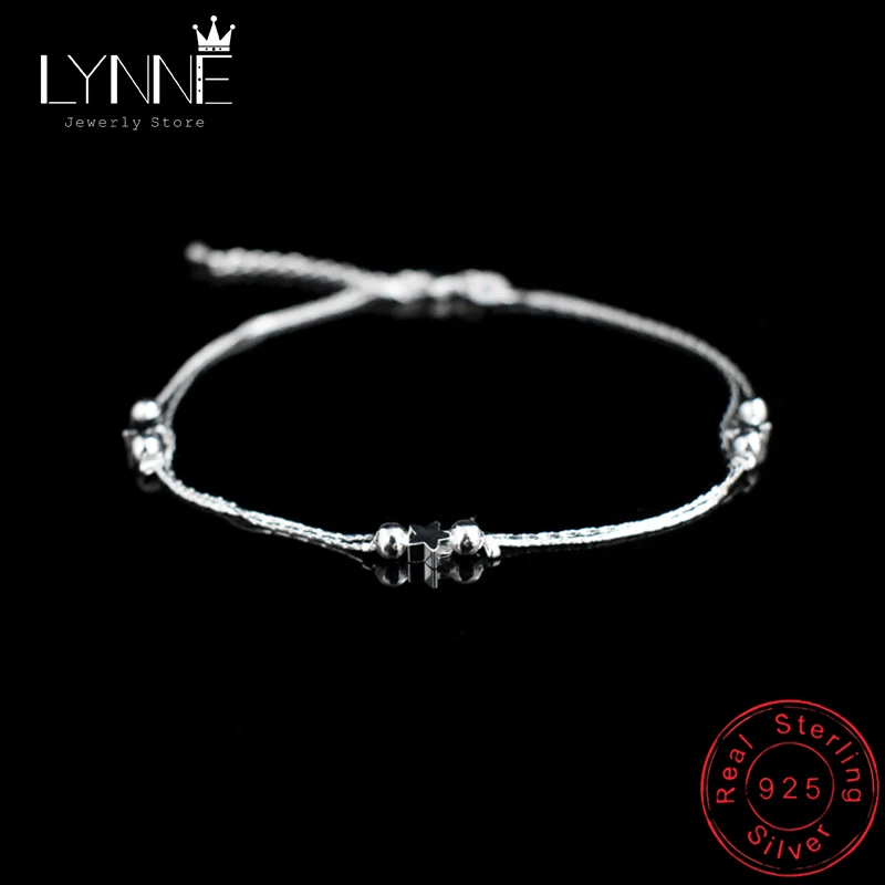 

New Fashion Sexy Beach Star Anklets 925 Sterling Silver Simple Double Layer Stars&Small Bead Anklet Bracelets Women Jewelry Gift