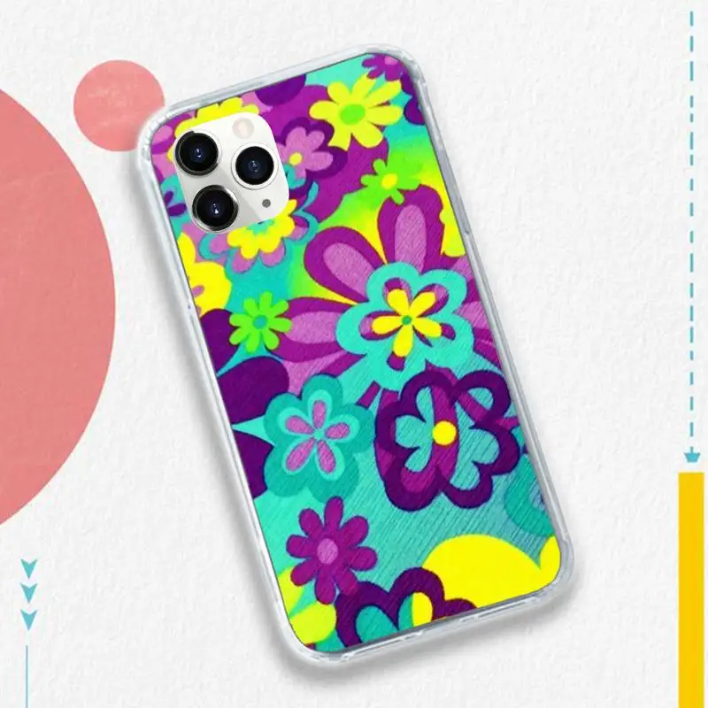 

Flower Power Hippie background Phone Case for iPhone 11 12 mini pro XS MAX 8 7 6 6S Plus X 5S SE 2020 XR luxury shell coque