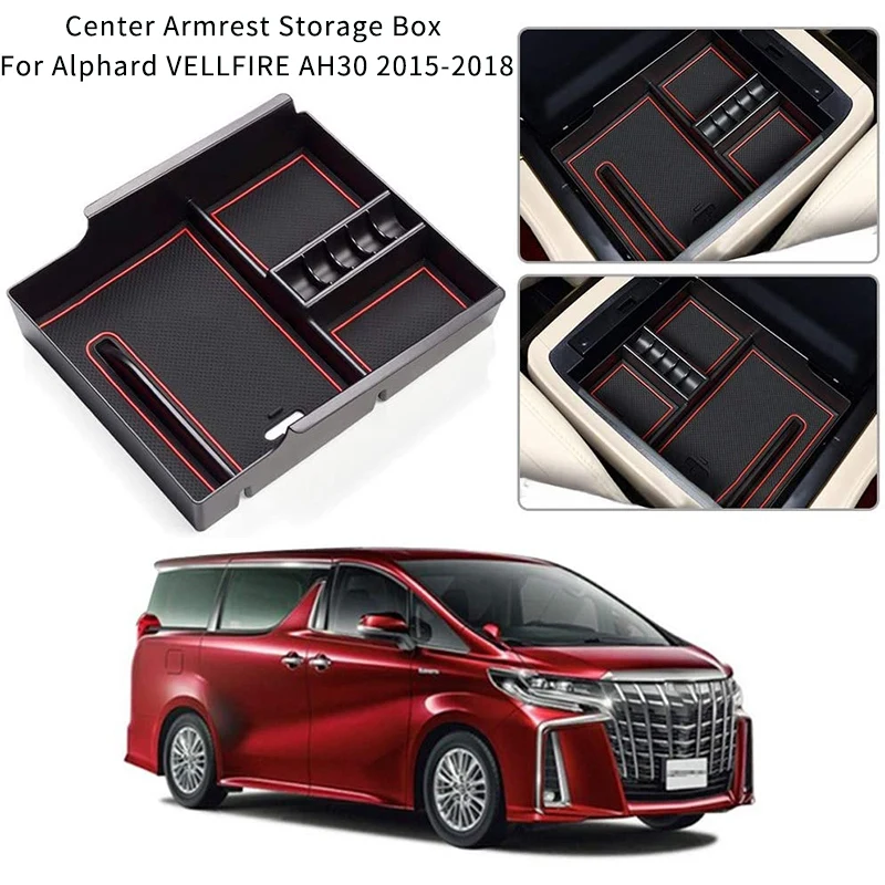 

Подлокотник для хранения для Toyota Alphard VELLFIRE AH30 2015-2018, центральный консоль, органайзер, вставка, подставка для чашки, поддон из АБС-пластика, ко...