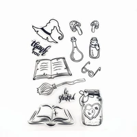1pc witch magic book transparent clear silicone stamp seal for diy scrapbooking album coloring decorative office school supplies
