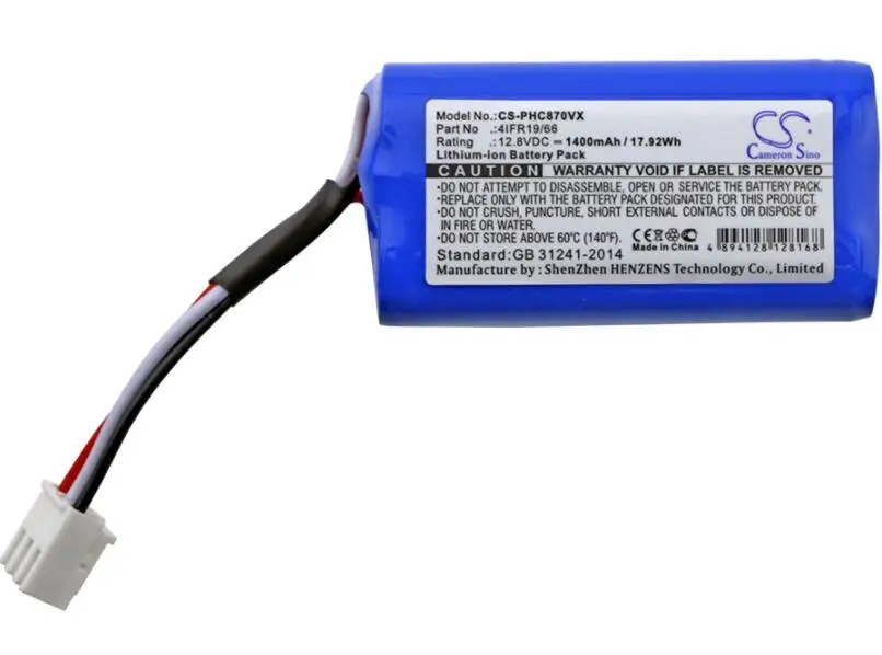 Аккумулятор cameron sino 1400 мАч для PHILIPS FC8603 FC8700 FC8705 FC8710 4IFR19/66 Вакуумный