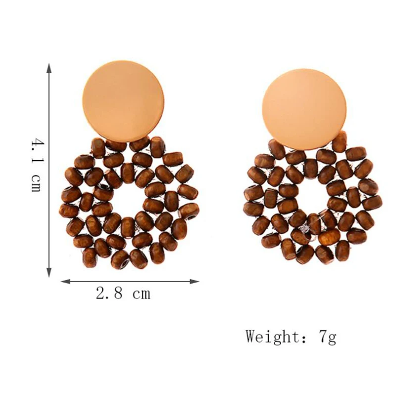 YAOLOGE 2019 Новое поступление висячие серьги коричневые деревянные бусины большие