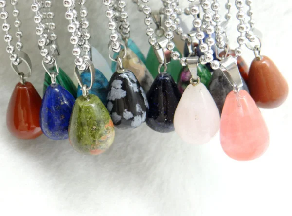 

wholesale Fashion charm natural stone Purple crystal tiger eye stone water drop Charms pendant for Necklace jewelry making 50pcs
