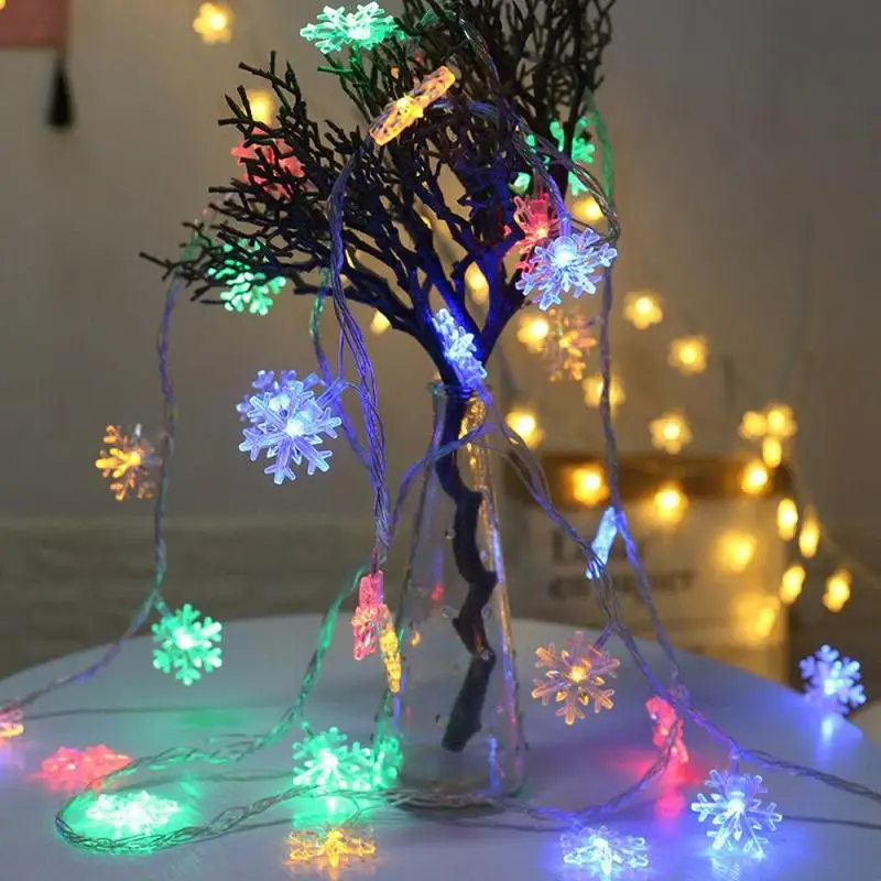 

2M 10 LED Snowflake Xmas Tree Christmas String Lights Waterproof Outdoor Lamp Party Home Warm Lamp Decor Holiday Party Lights