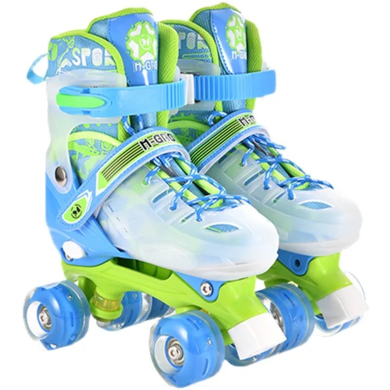 Детские роликовые коньки с двойной линией, повседневная обувь для катания на коньках для детей, Регулируемые дышащие кроссовки, флэш-полиур...