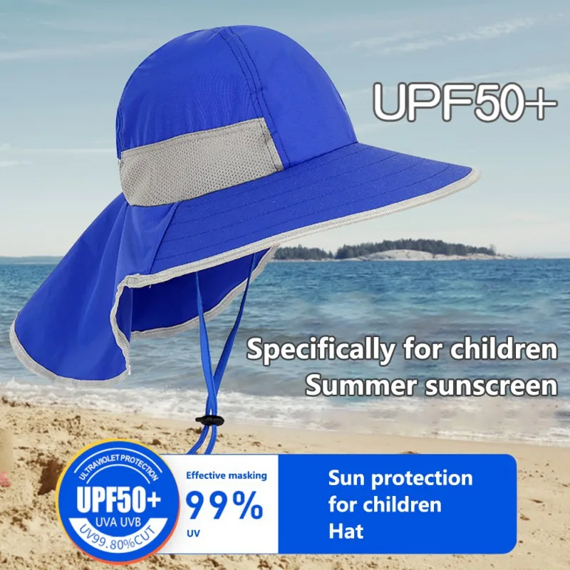 

Summer Children Sun Hat Kids Outdoor Neck Ear Cover Anti UV Protection Beach Caps Kids Boy Girl Travel Flap Cap