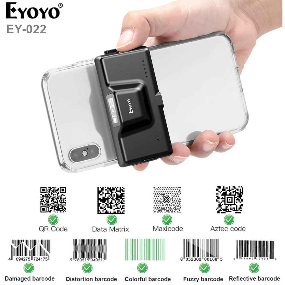 Портативный сканер штрих-кодов Eyoyo 1D2D EY-022 Bluetooth телефон со сканером для Android IOS |