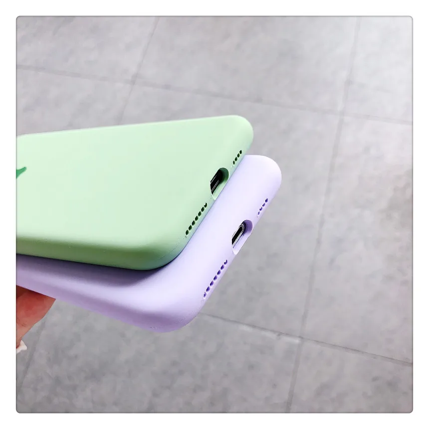 Жидкий силиконовый чехол для телефона iPhone 6S 7 8Plus X XR XS Max i11 Pro max мягкий карамельный