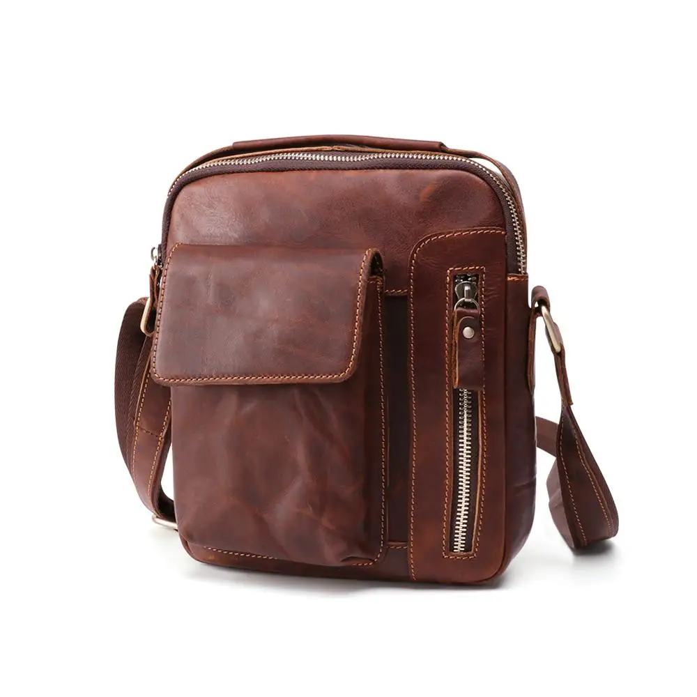 

Male Fashion Handbag Genuine Leather Messenger Bag Zipper Design Male Shoulder Crossbody Bag For Men Travel Flap Bolsas Gift