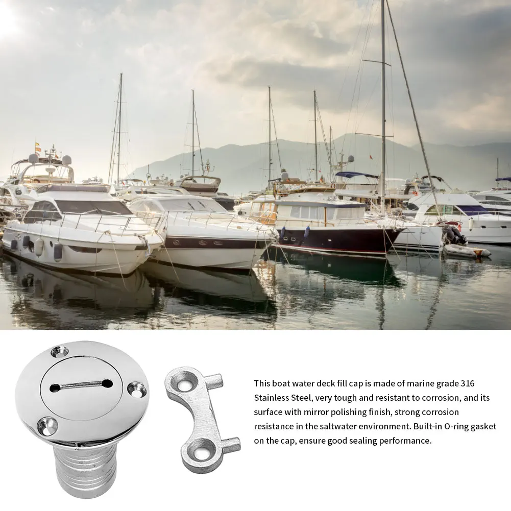 

316 Stainless Steel 45 Degree Deck Filler With Keyless Cap FUEL 38mm Marine Boat Hardware Deck Deck Gas Fuel Tank Fill