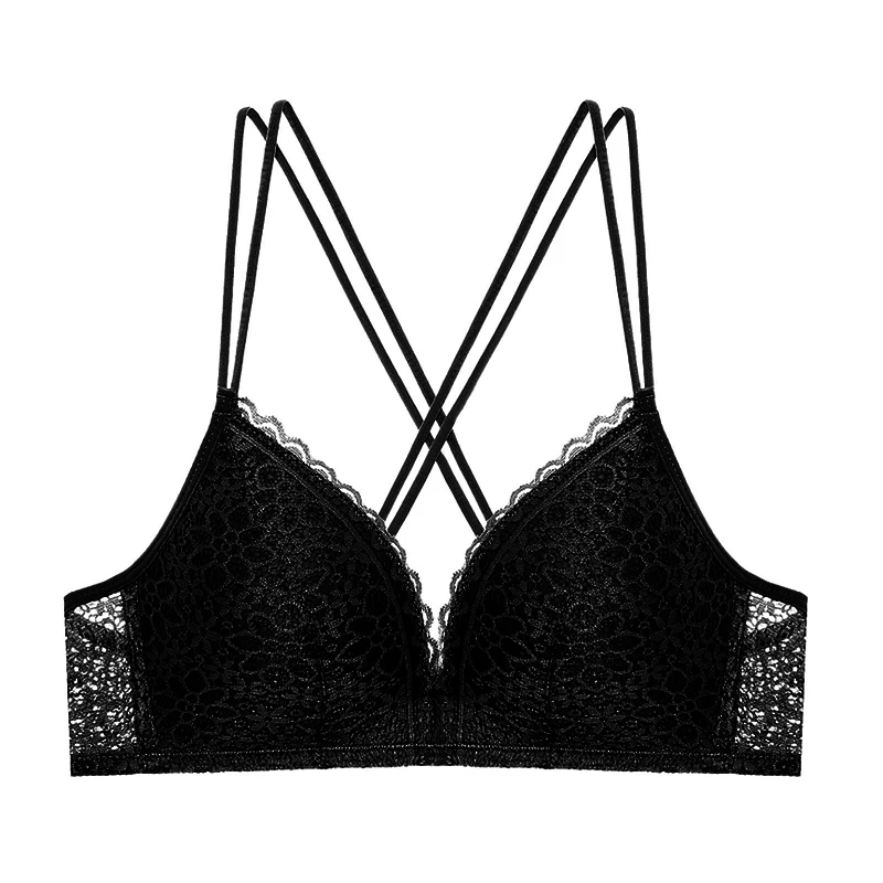 BLACK BRA Новинка, женское нижнее белье, комплект с бюстгальтером, кружевной сексуальный бюстгальтер пуш-ап и трусики, удобный бюстгальтер с бантом, регулируемый бюстгальтер с глубоким v-образным вырезом - Цвет: BLACK BRA