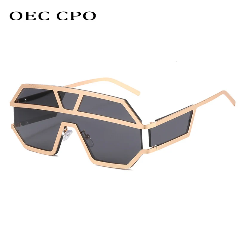 

2021 New Alloy Rimless Sunglasses Women Fashion Oversized One Piece Glasses Men Shades Retro Black Brown Colors Eyeglass Oculos