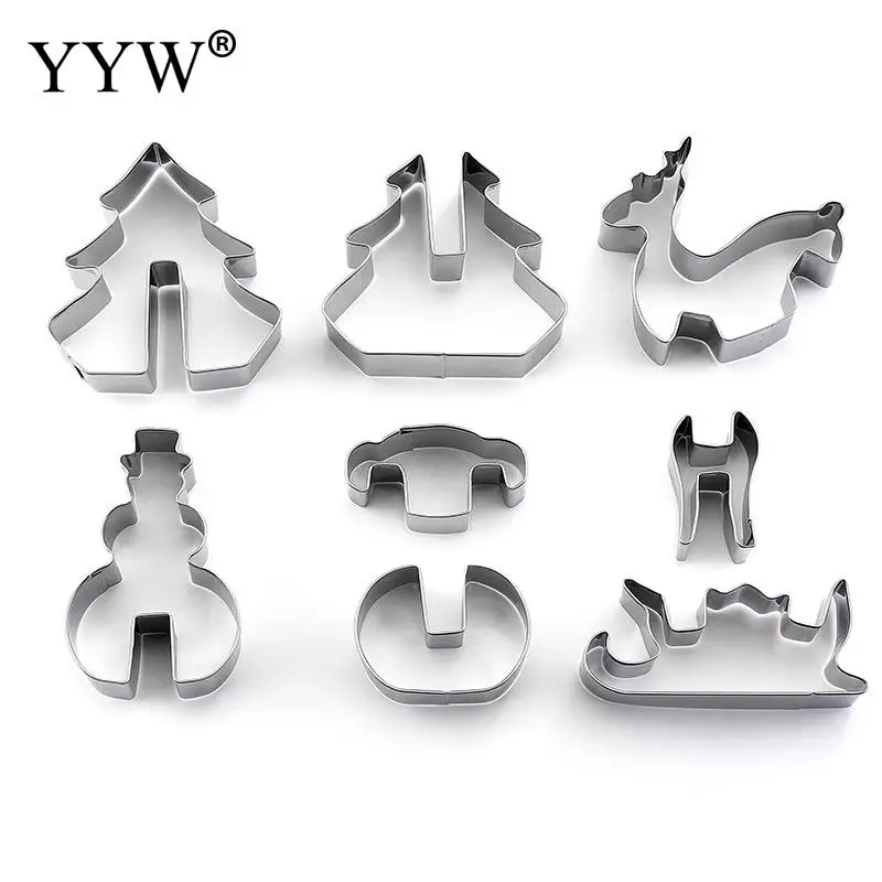 

8pcs/Set Stainless Steel Cookie Cutter Diy Biscuit Mold Dessert Bakeware Cake Decorating Moulds Fondant Cookie Stamp Cutter