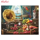 Алмазная живопись, натюрморт, розы, фрукты, попугай, вышивка крестом, вышивка бисером, алмазная живопись, распродажа домашний декор ручной работы