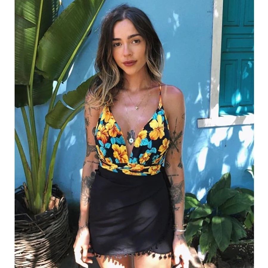 Цельный купальник женский 2021 сексуальный с глубоким V образным вырезом купальный