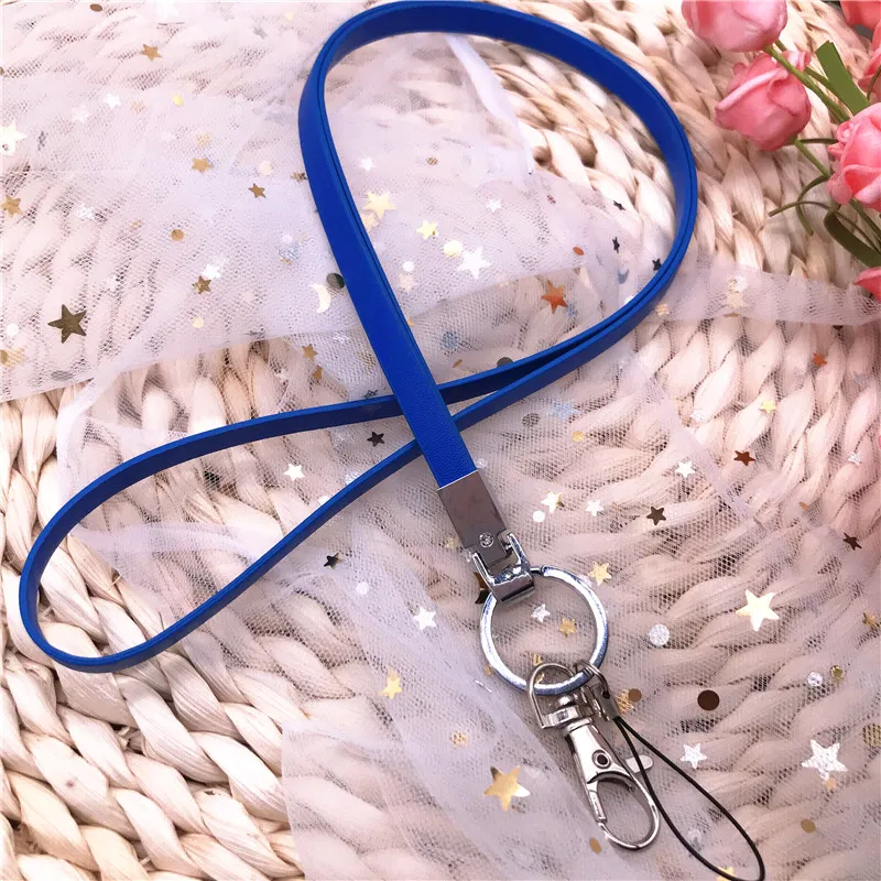 Простой и из мягкой Pu искусственной кожи шейный ремешок для ключей брелок ID карты