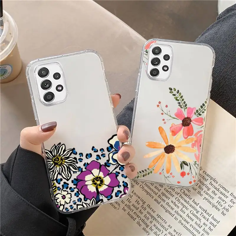 

Fashion Flower Beautiful Phone Case For Samsung A 51 50 52 12 21s 31 40 70 71 note S 20 10 21 ultra plus fe clear coque shell