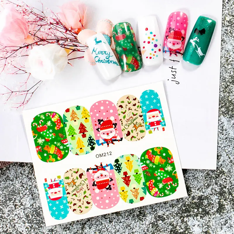 

1 Sheet Nail Stickers Gorgeous Cartoon Christmas Santa Penguin Designs Nail Art Decals Diy Manicure Decoration