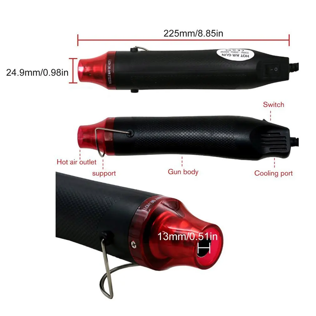 

Mini Hot air Gun 300W DIY Using Heat Gun Electric Power tool Hot Air Blower Thermal Power Tool Soft Pottery DIY Tool US EU