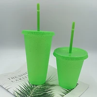 green portable water bottle reusable high capacity pp straw green drinking tumbler cup for office students kitchen products