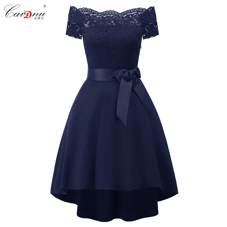 Кружевные короткие вечерние платья с бантом и вырезом лодочкой CD 1613 # коктейльное