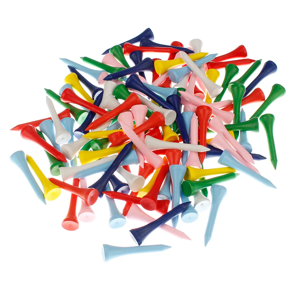 100 Pieces 42 MM Colored Wooden Golf Tees Wood Accessories |