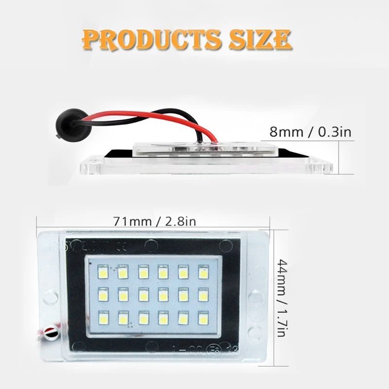 

2X LED Auto License Plate Light for Volvo 850 855 V70 XC 1997-2000 White 18SMD Led Number Plate Lights