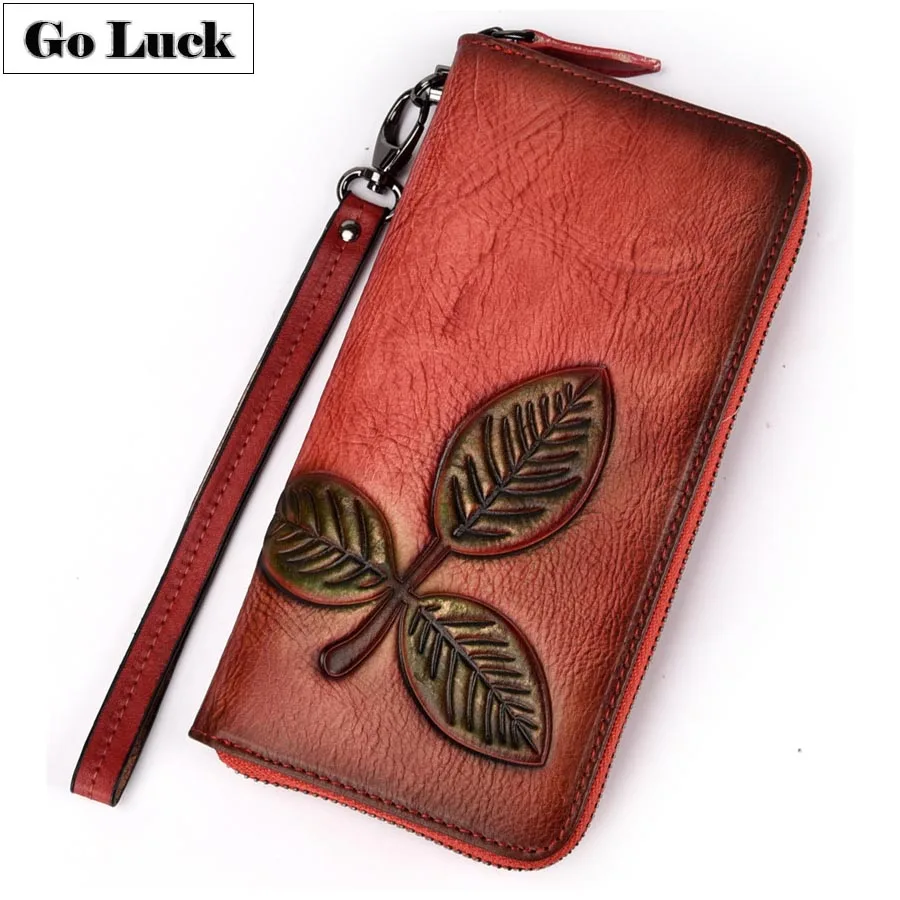 Бренд GO-LUCK, натуральная кожа, на ремешке, клатчи, кошелек, женский, для сотового телефона, кошелек, мужской, для карт, чехол на молнии, кошелек, Винтаж