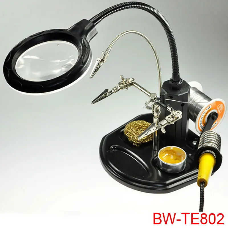 Помощь руки с лупой LED лупа лампа сварочный свет пайка стенд складной безрукавный зажим.