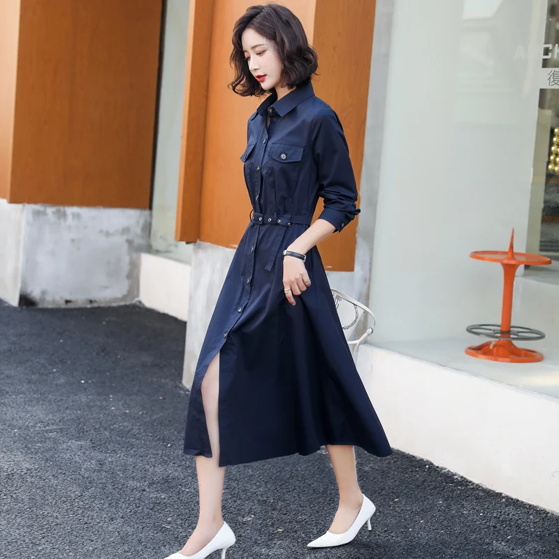 Платье-рубашка 2021 Новое корейское платье чистая одежда с длинным рукавом юбка Jum |