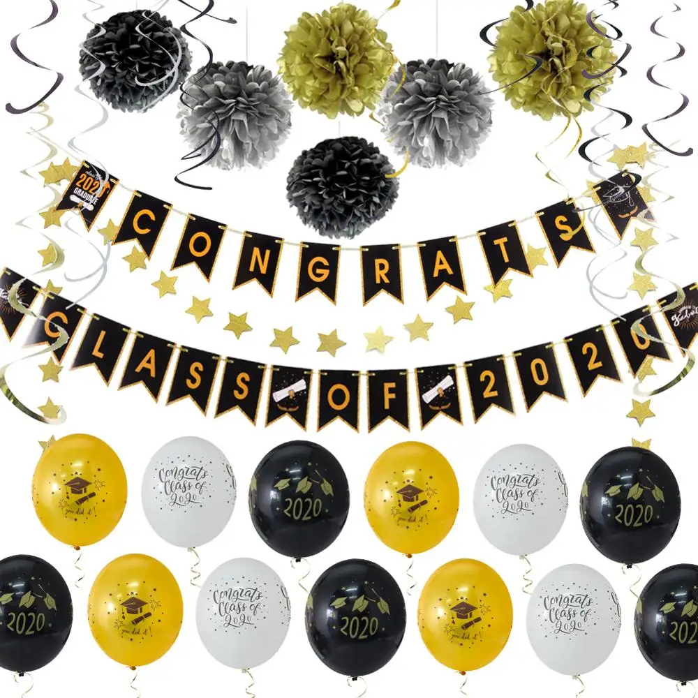 Украшения для Выпускной вечеринки поздравления класс 2020 баннер латексные